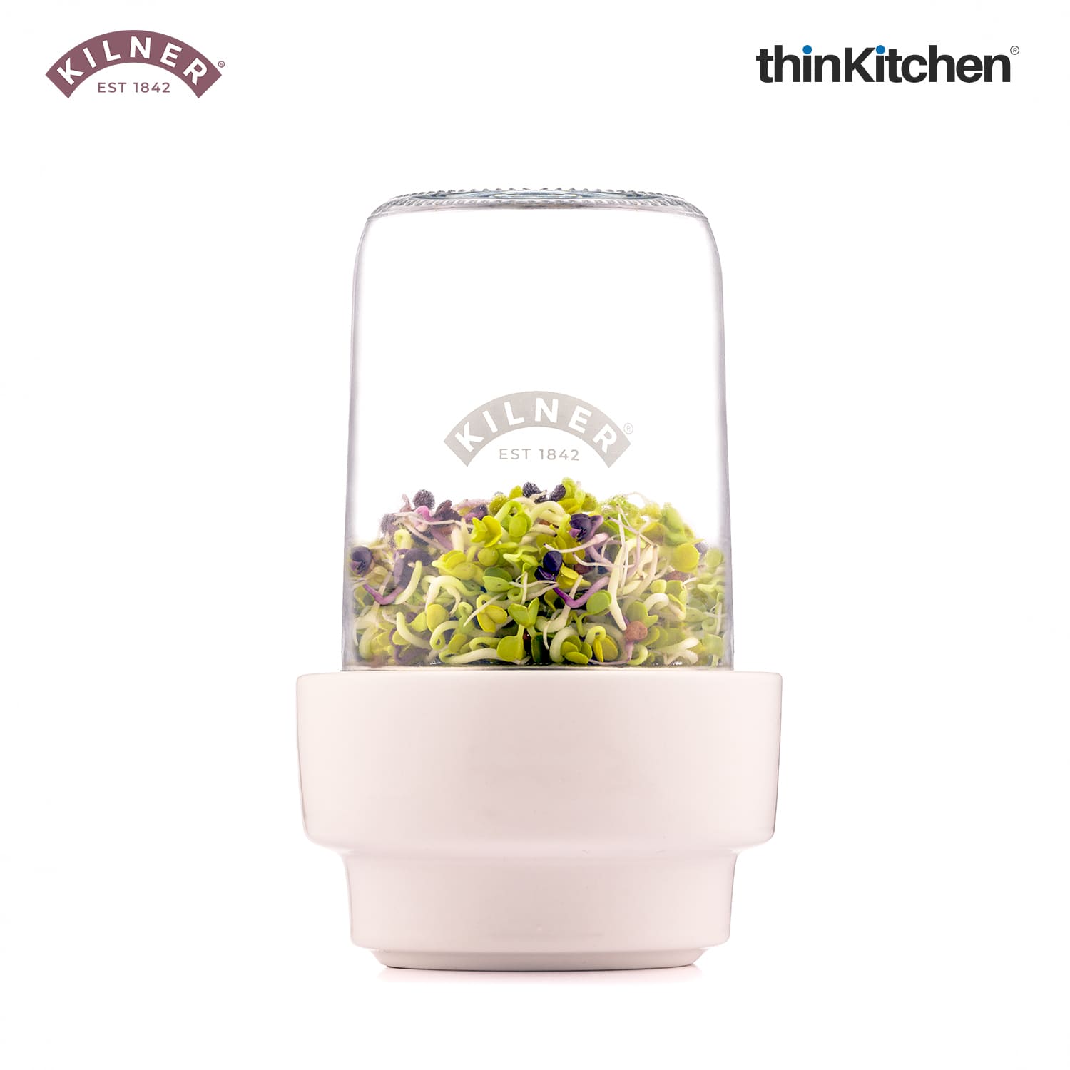 Kilner Sprouting Set | Glass Sprout Jar with Stainless Steel & Ceramic Base - 5
