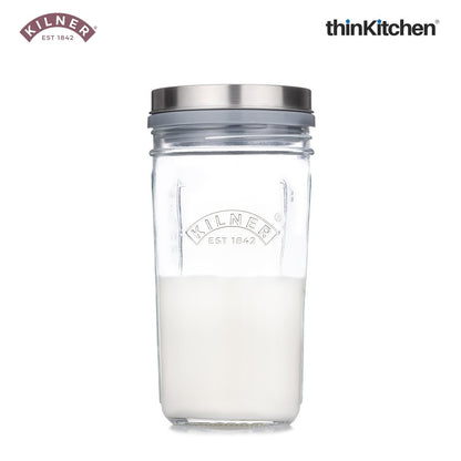Kilner Kefir Set – 500ml Glass Jar with Strainer Cap, Spoon & Lid | Kefir Starter Kit