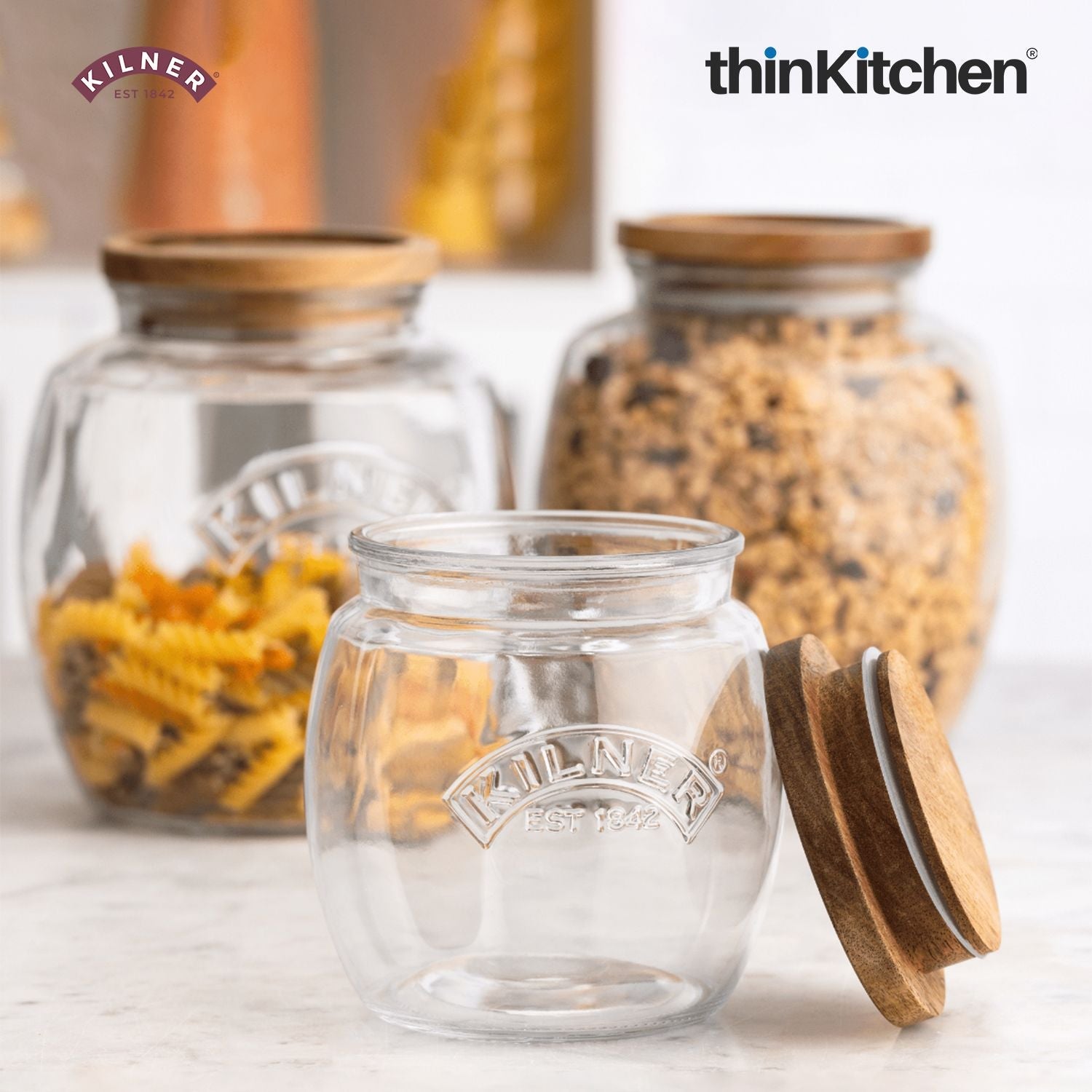 Kilner Universal Jar Acacia Wooden Lid 2L - 1