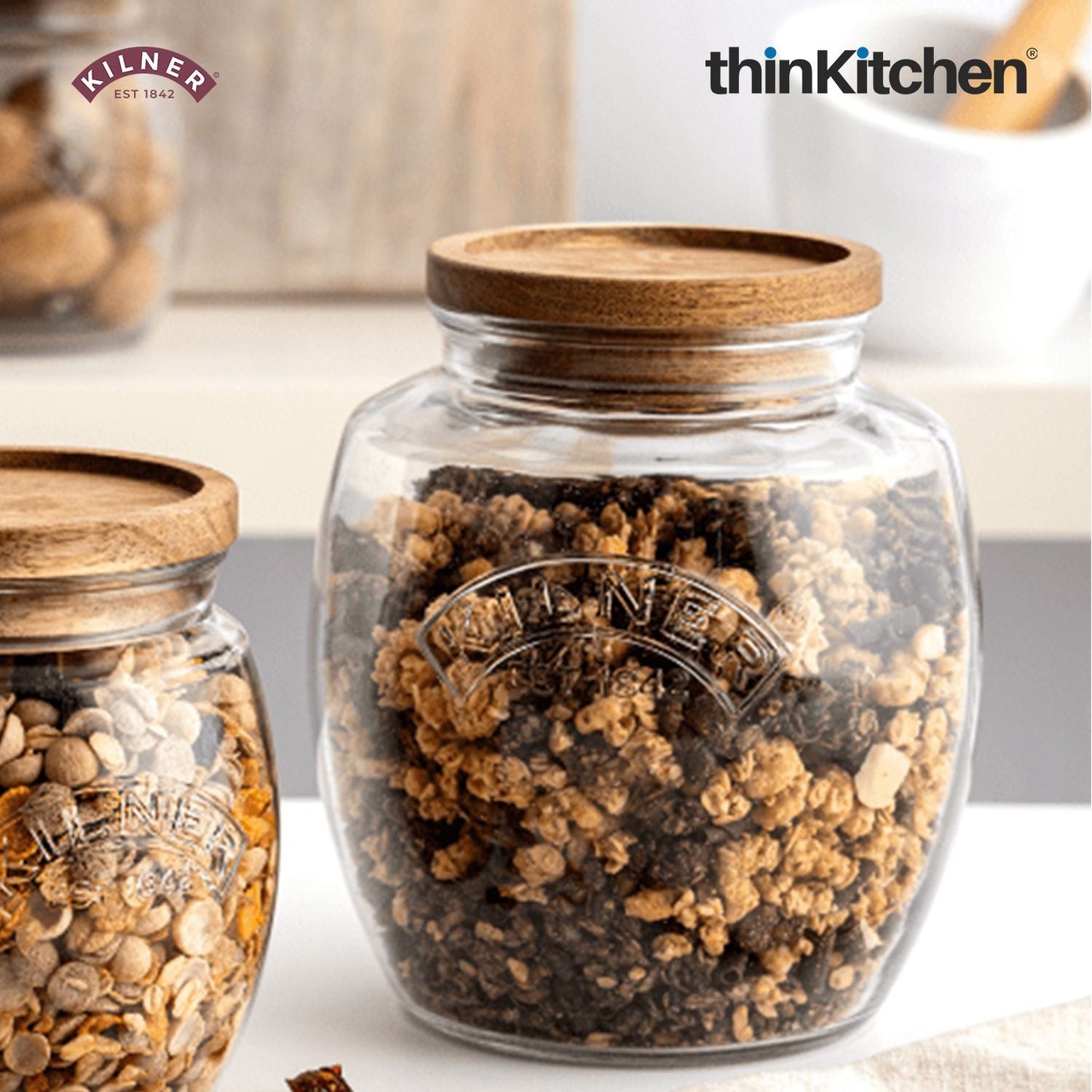 Kilner Universal Jar Acacia Wooden Lid 2L