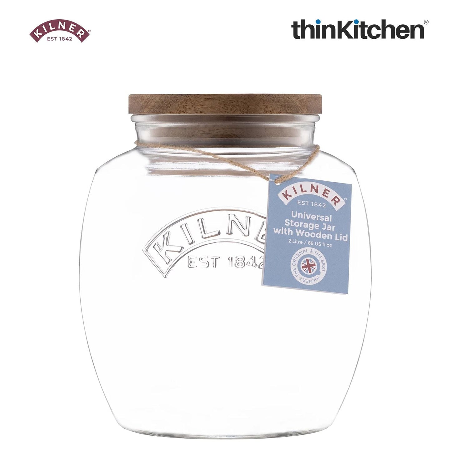 Kilner Universal Jar Acacia Wooden Lid 2L