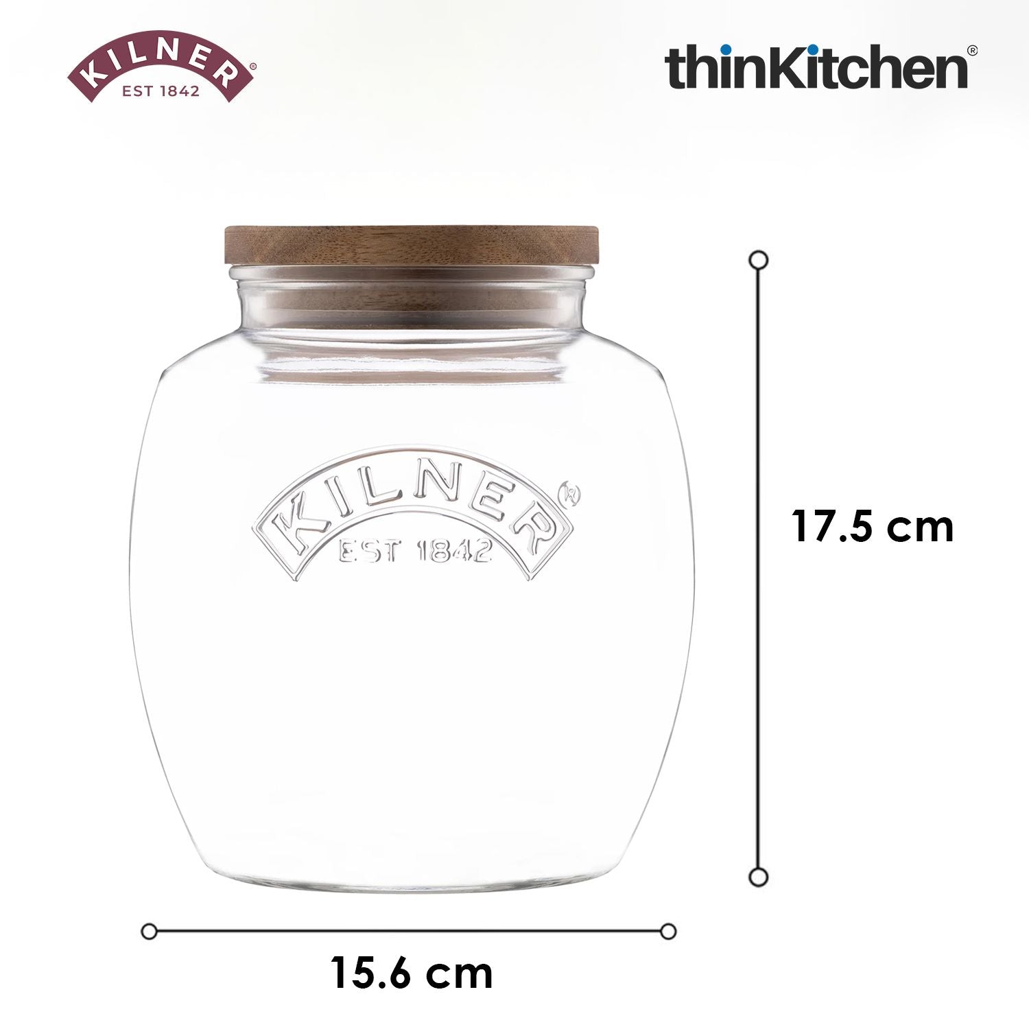 Kilner Universal Jar Acacia Wooden Lid 2L - 5