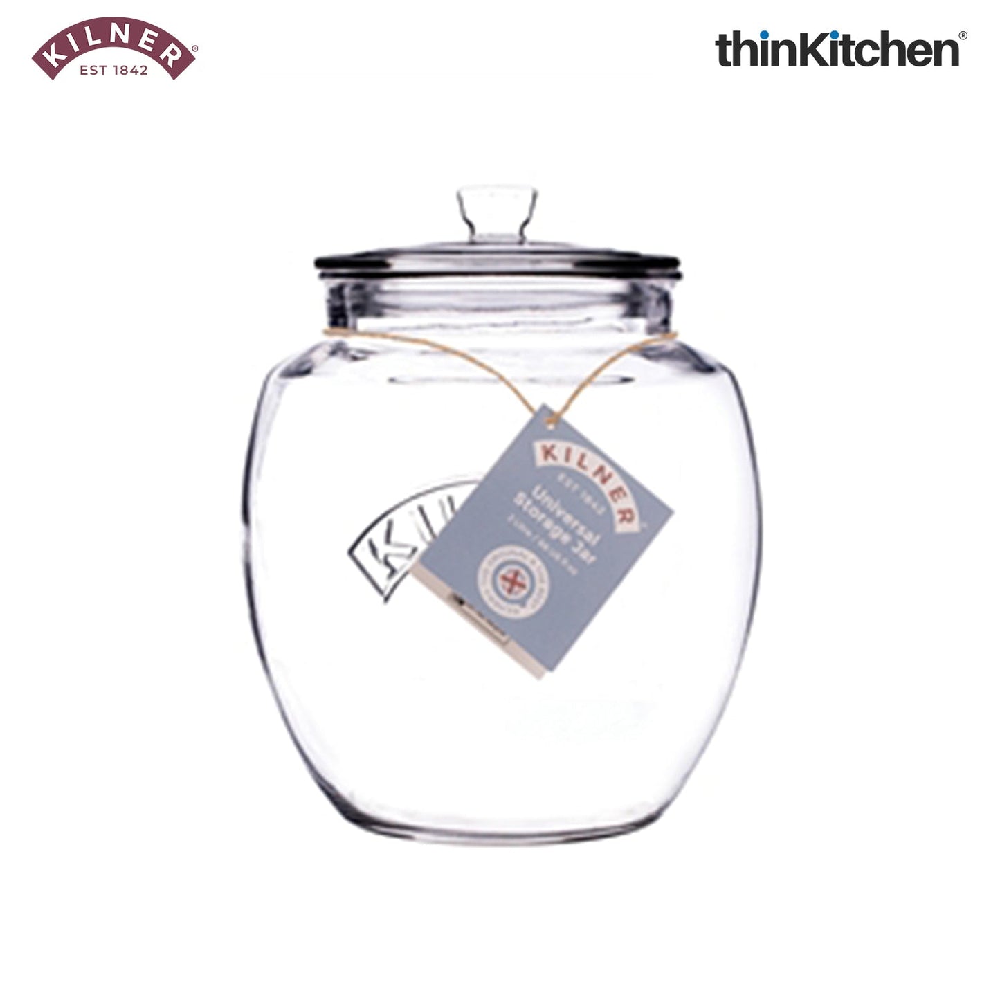 Kilner Premium 850ml Universal Airtight Glass Jar with Push Top Wooden Lid for Dry Food Like Grains, Pulses, Spices, And Cereals | Transparent, BPA Free, Reusable Kitchen Storage Container