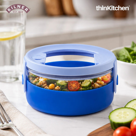 Kilner Leakproof 700ml Glass Food Storage Bowl with Silicone Sleeve, Blue