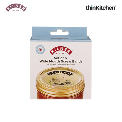 Kilner Set Of 6 W/Mouth Screw Bands