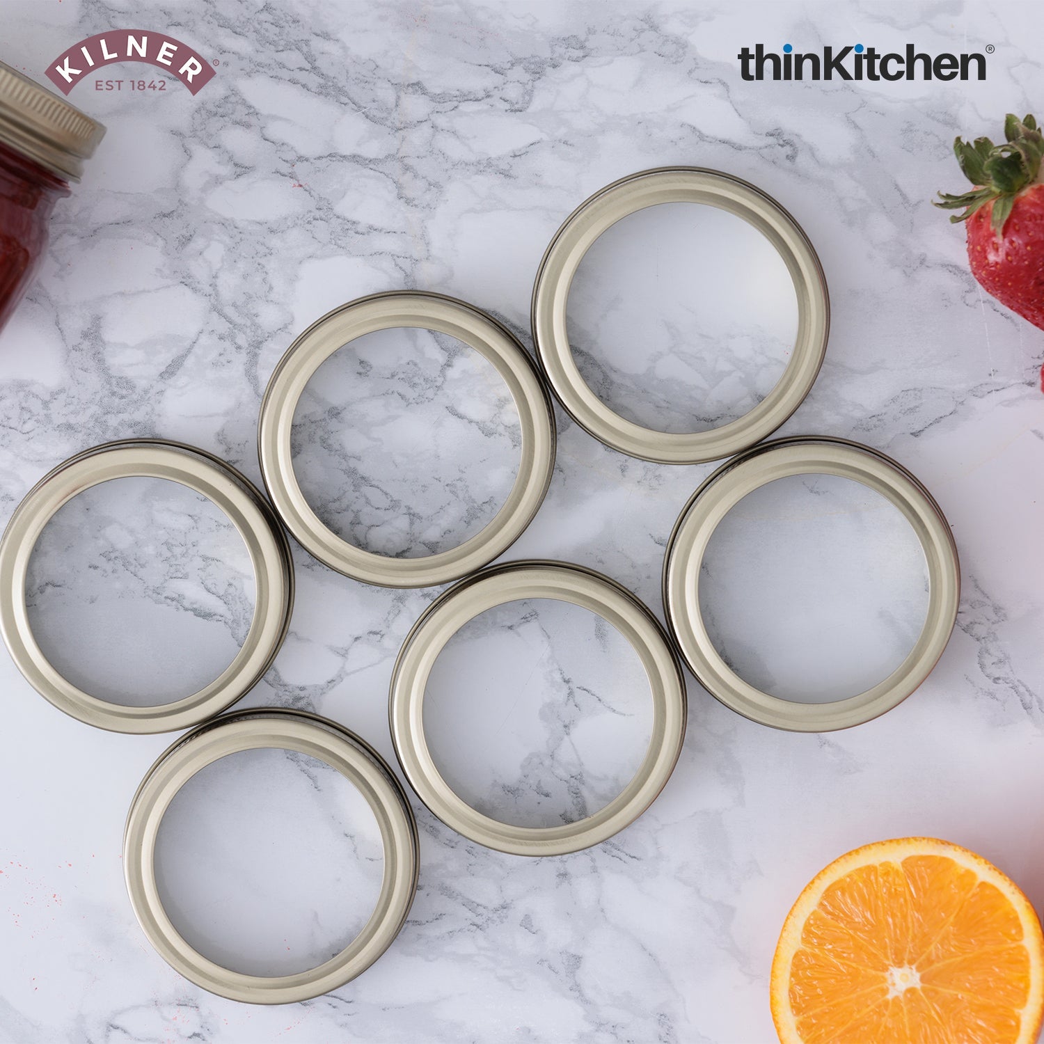 Kilner Preserve Jar Replacement Screw Bands - Set of 6 - 1