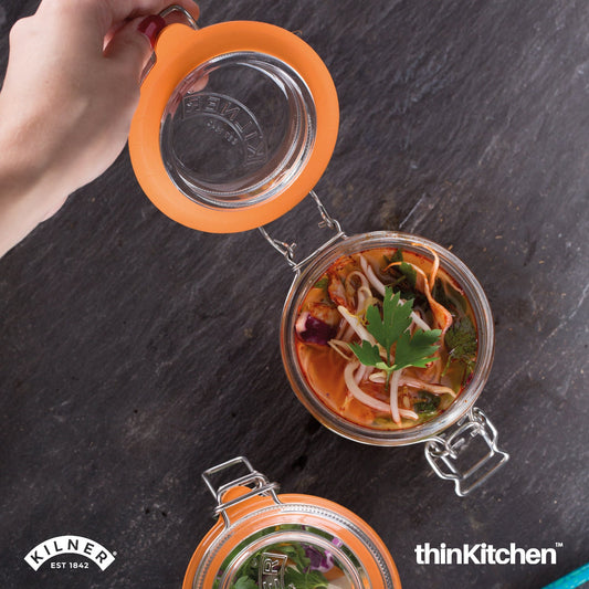 Kilner Premium Clip Top Clear Glass Round Jar 350ml | Airtight Food Storage Container for Jams, Preserves & Pantry