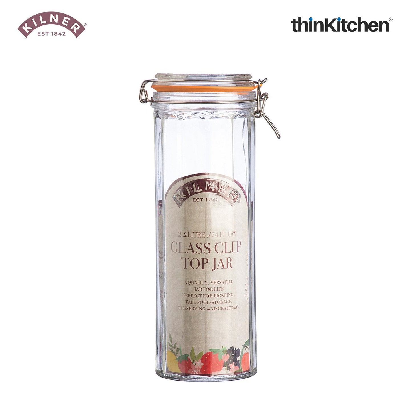 Kilner 2.2 Litre Facetted Clip Top Glass Storage Jar – Vintage Style Kitchen Storage Containe