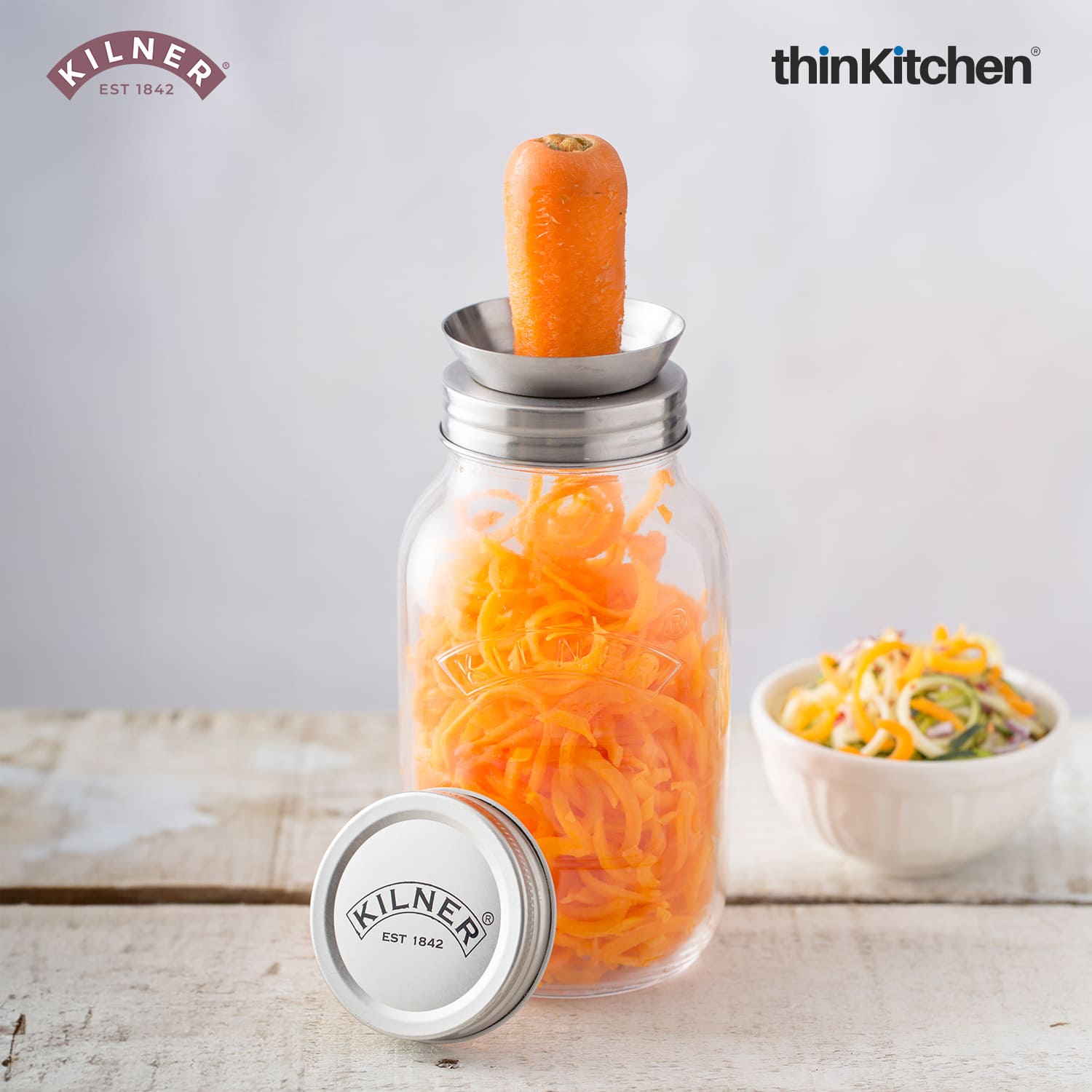 Kilner Spiralizer Set with 1 Litre Jar – Vegetable Spiralizer with Stainless Steel Blade & Storage Lid - 3