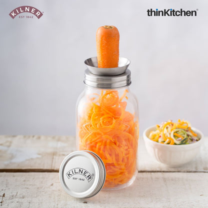 Kilner Spiralizer Set with 1 Litre Jar – Vegetable Spiralizer with Stainless Steel Blade & Storage Lid