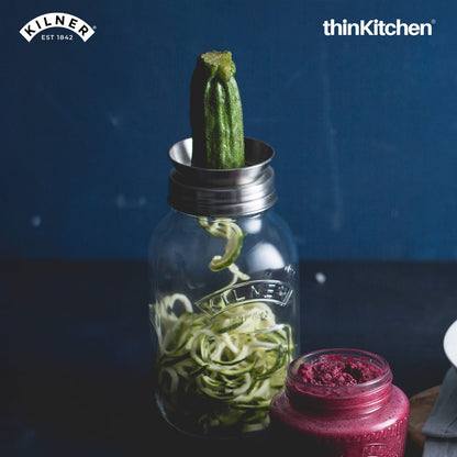 Kilner Spiralizer Set with 1 Litre Jar – Vegetable Spiralizer with Stainless Steel Blade & Storage Lid