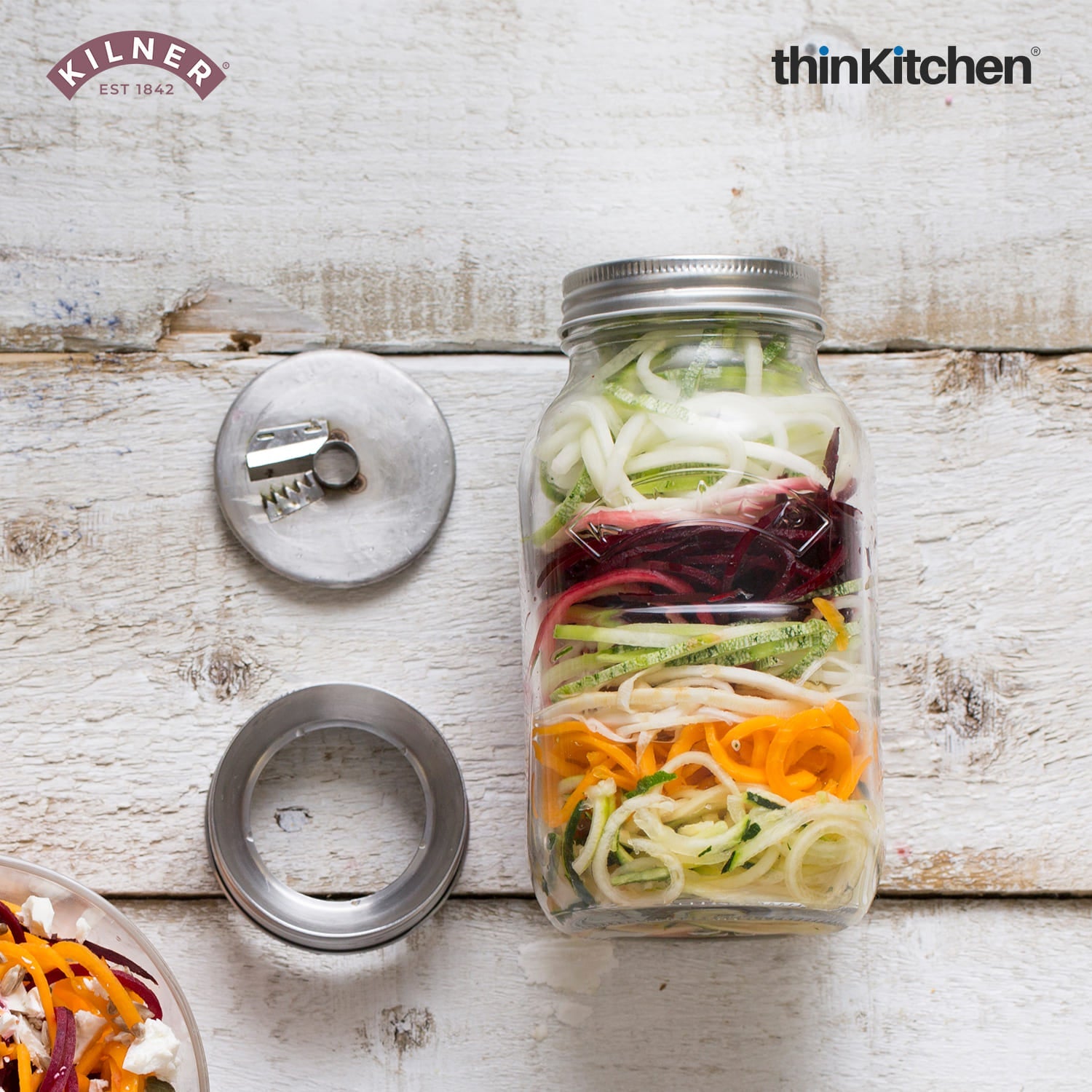 Kilner Spiralizer Set with 1 Litre Jar – Vegetable Spiralizer with Stainless Steel Blade & Storage Lid - 5