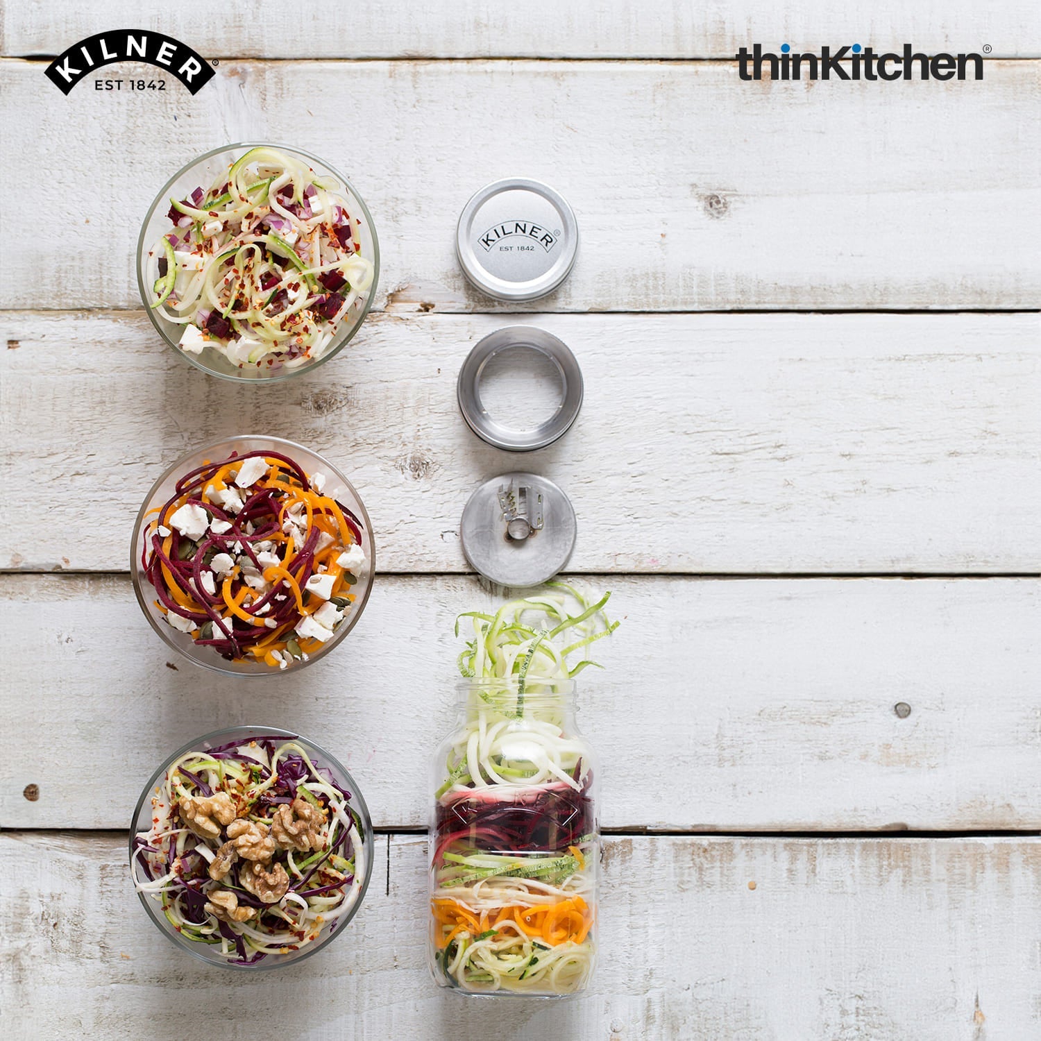 Kilner Spiralizer Set with 1 Litre Jar – Vegetable Spiralizer with Stainless Steel Blade & Storage Lid - 6