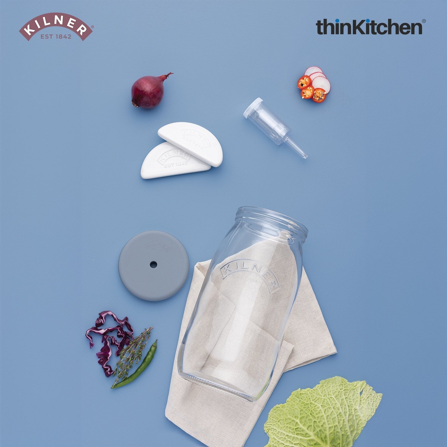 Kilner Fermentation Set 3 Litre | Premium Glass Fermenting Jar with Airlock & Ceramic Weights - 3