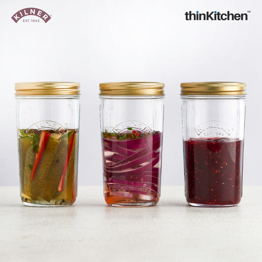 Kilner Premium 0.5 Litre Wide Mouth Preserve Jar | Durable Glass Mason Jar for Fruits, Vegetables & Storage