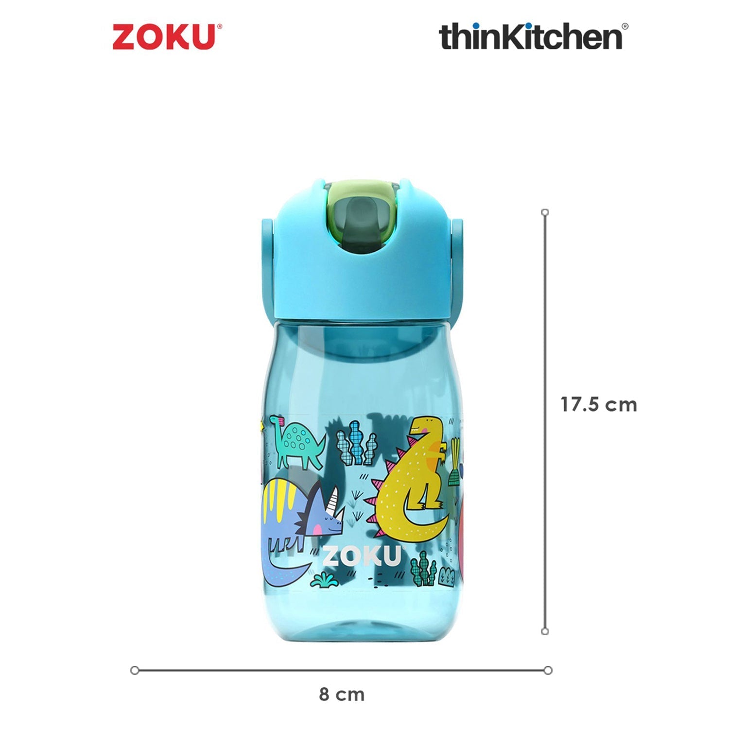 Zoku Combo sets of Dino Kids Flip Straw Bottle x  Neat Bento Box - 4