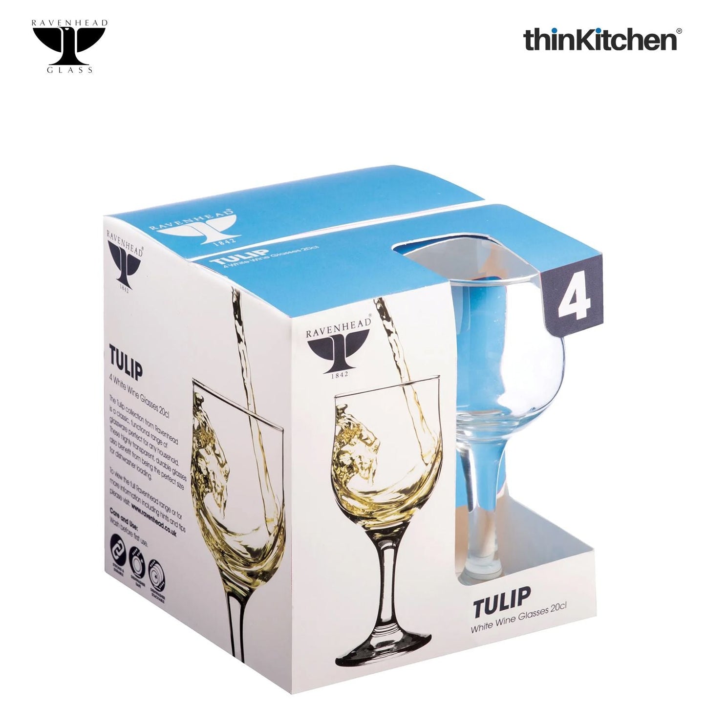 Ravenhead Tulip set of 4 White Wine Glasses, 20 CL