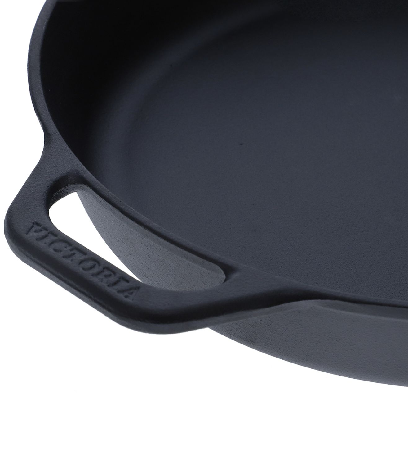 Victoria Cast Iron Skillet Large Frying Pan with Helper Handle Seasoned with 100% Kosher Certified Non-GMO Flaxseed Oil, 12 Inch, Black