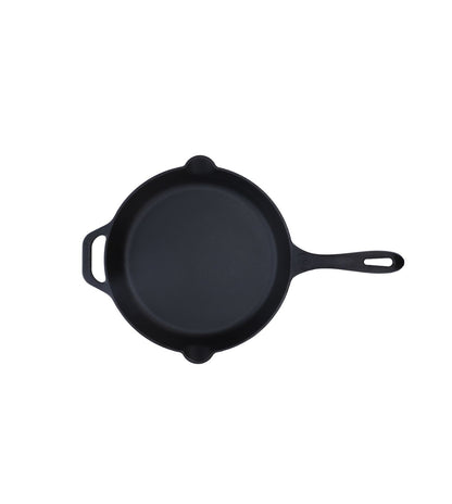 Victoria Cast Iron Skillet Large Frying Pan with Helper Handle Seasoned with 100% Kosher Certified Non-GMO Flaxseed Oil, 12 Inch, Black