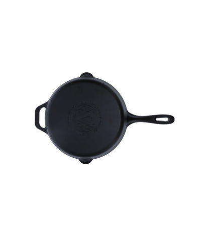 Victoria Cast Iron Skillet Large Frying Pan with Helper Handle Seasoned with 100% Kosher Certified Non-GMO Flaxseed Oil, 12 Inch, Black