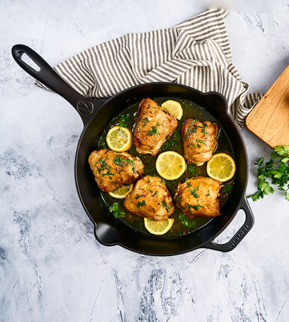 Victoria Cast Iron Skillet Large Frying Pan with Helper Handle Seasoned with 100% Kosher Certified Non-GMO Flaxseed Oil, 12 Inch, Black