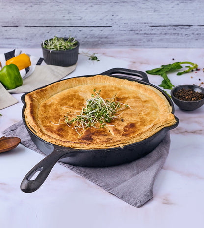 Victoria Cast Iron Skillet Large Frying Pan with Helper Handle Seasoned with 100% Kosher Certified Non-GMO Flaxseed Oil, 12 Inch, Black