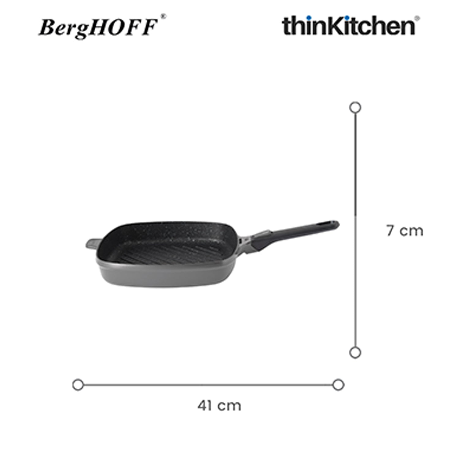 Berghoff Gem Square Grill Pan With Detachable Handle 28 Cm Grey - 8