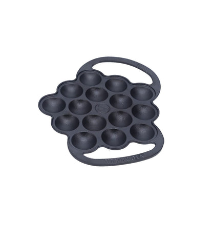 Victoria Cast Iron Poffertjes Dutch Pancake Pan with Loop Handles, Preseasoned with Flaxseed Oil, Made in Colombia