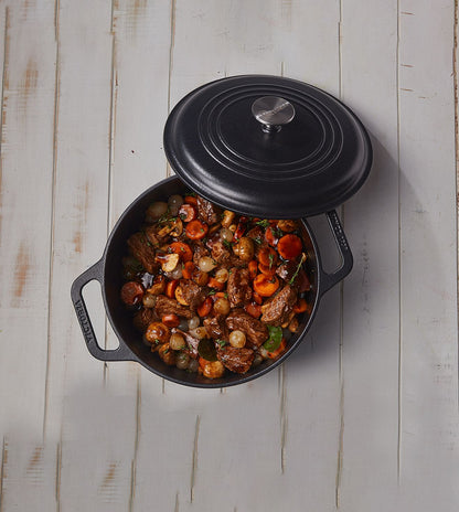 Victoria 7-Quart Cast Iron Dutch Oven with Lid and Dual Loop Handles, Seasoned with Flaxseed Oil, Made in Colombia, Black