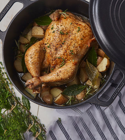 Victoria 6-Quart Cast Iron Dutch Oven with Lid and Dual Loop Handles, Seasoned with Flaxseed Oil, Made in Colombia,Black