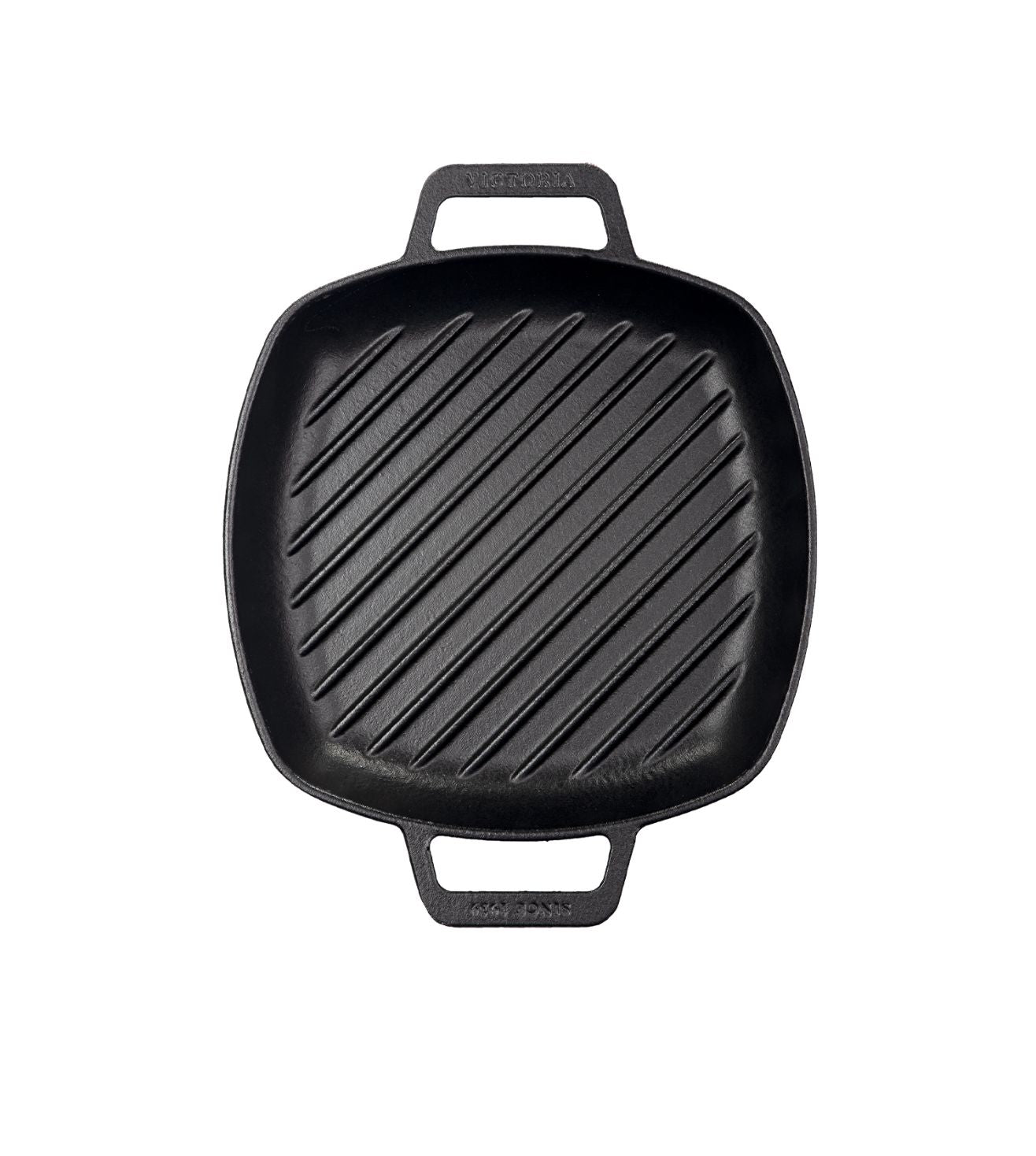 Victoria Cast Iron Square Grill Pan with Double Loop Handles, Made in Colombia, 10 Inches