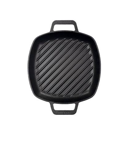 Victoria Cast Iron Square Grill Pan with Double Loop Handles, Made in Colombia, 10 Inches