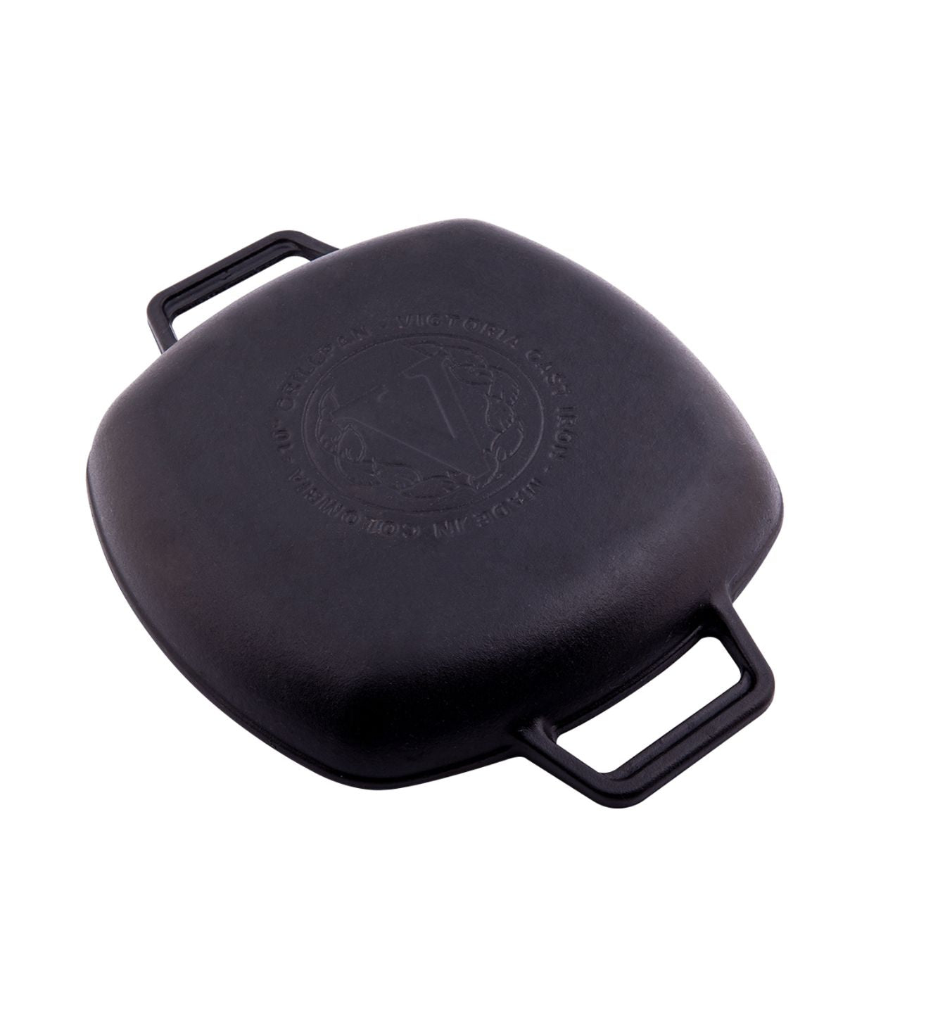 Victoria Cast Iron Square Grill Pan with Double Loop Handles, Made in Colombia, 10 Inches