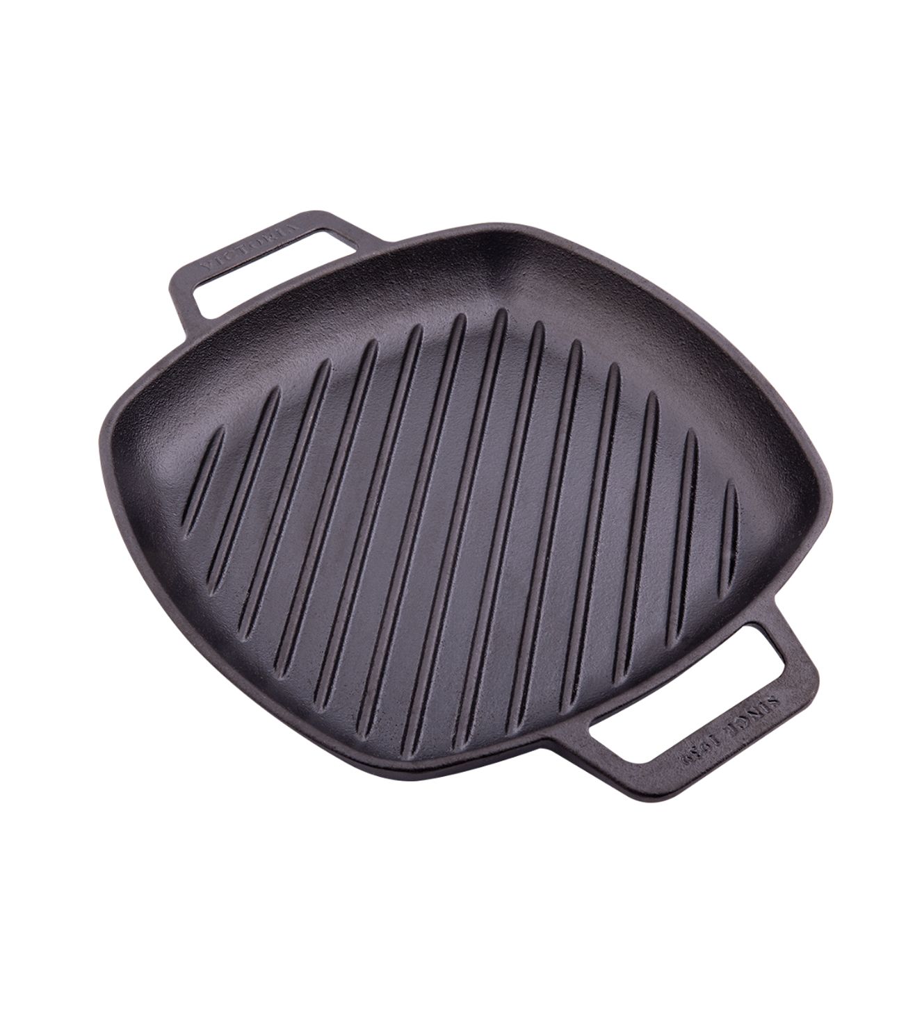 Victoria Cast Iron Square Grill Pan with Double Loop Handles, Made in Colombia, 10 Inches