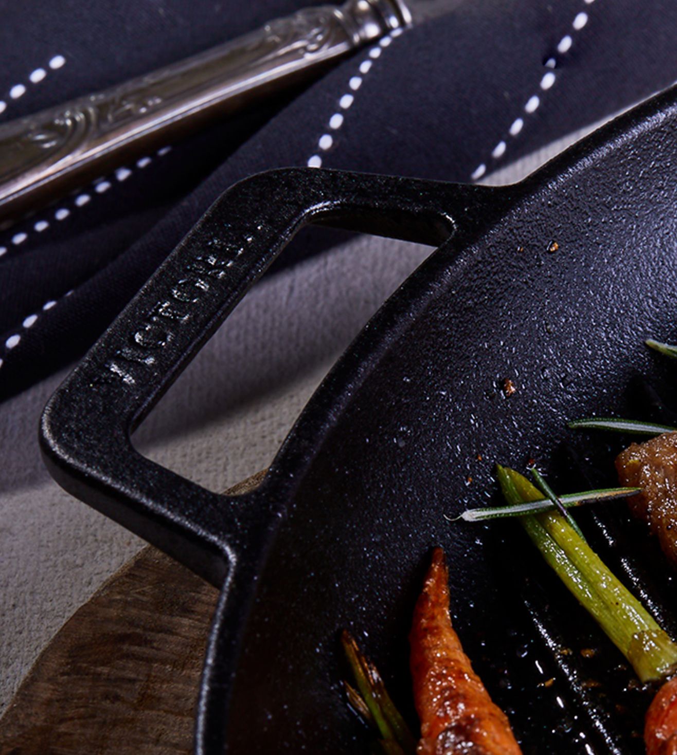 Victoria Cast Iron Square Grill Pan with Double Loop Handles, Made in Colombia, 10 Inches