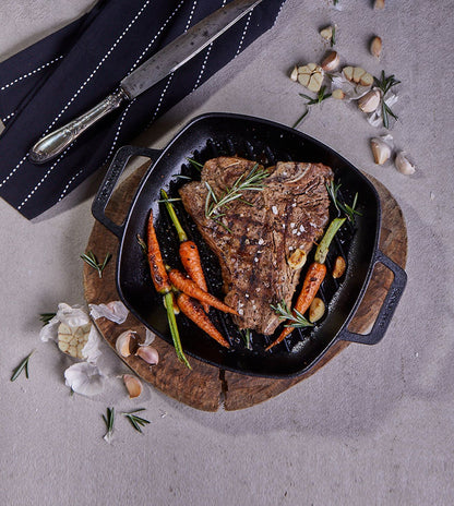 Victoria Cast Iron Square Grill Pan with Double Loop Handles, Made in Colombia, 10 Inches