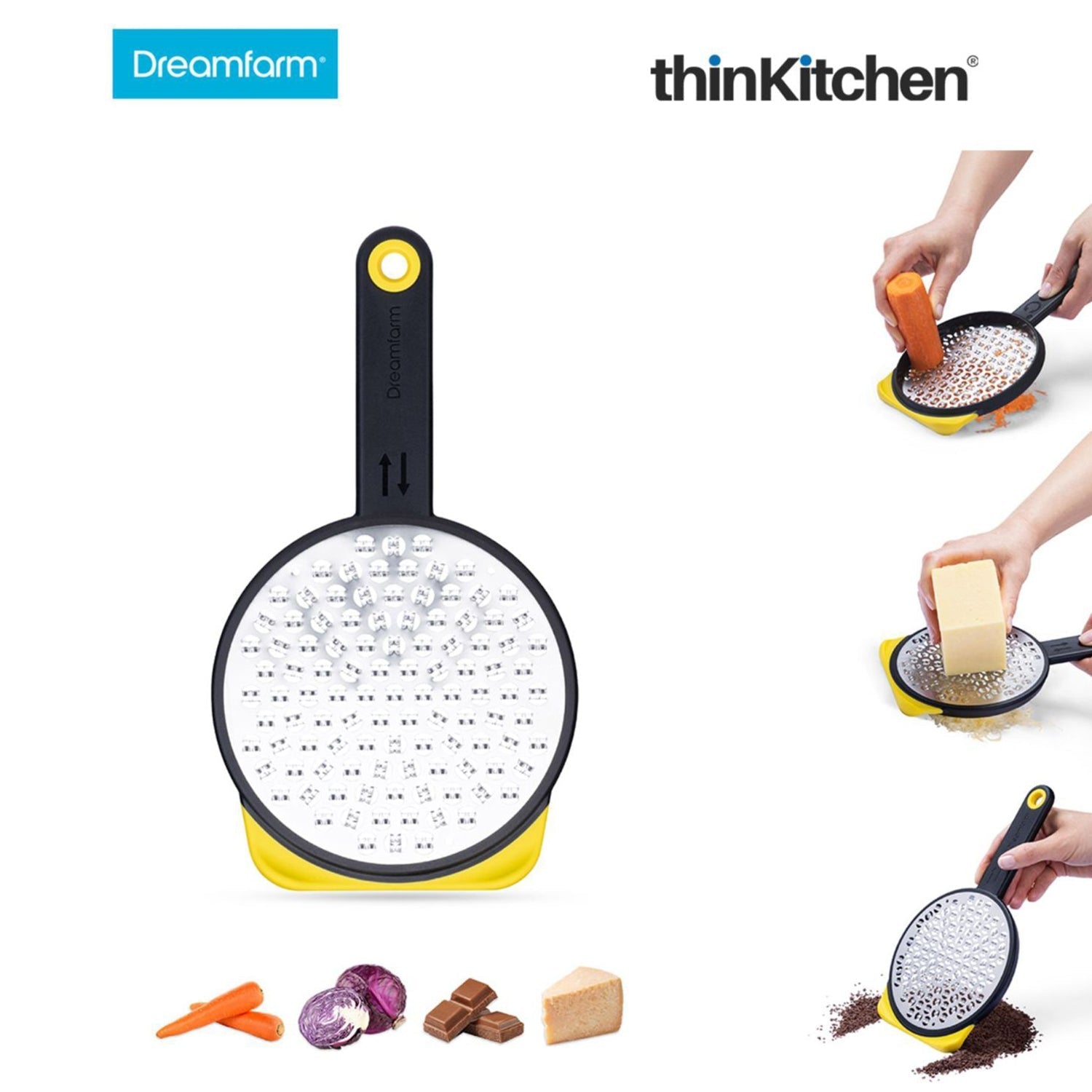 The Dreamfarm Power Prep Kit: Clongs Stainless-Steel Tongs with Silicone Heads x Ograte Two-sided Speed Grater x Sharple Self-Sharpening Vegetable Peeler - 9