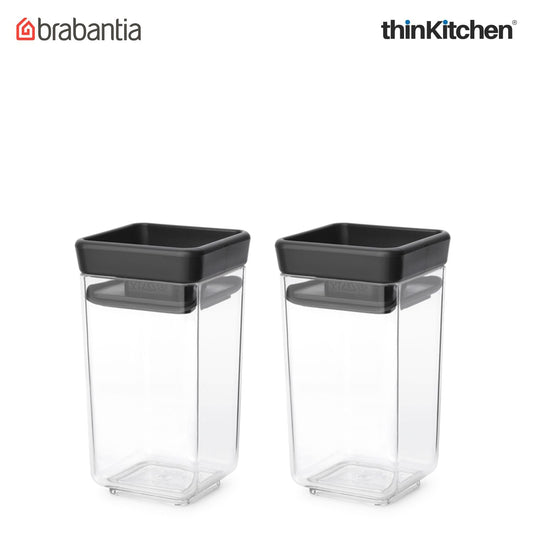Brabantia Dark Grey Tasty+ Stackable Canister, Set of 2