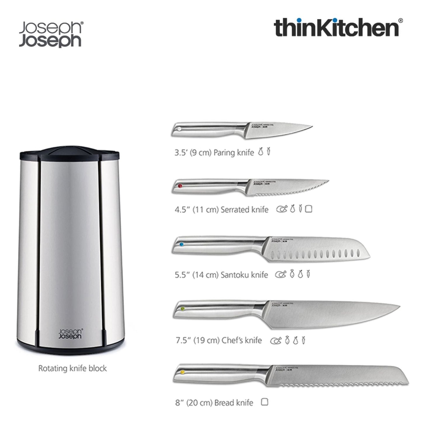 Joseph Joseph Elevate Steel Knives Carousel