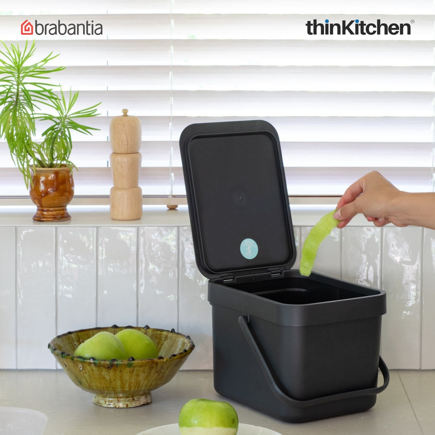 Brabantia, Sort&Go, Dustbin, Sort & Go Waste Bin, 6 Litre, Grey - 5