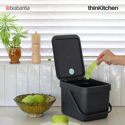 Brabantia, Sort&Go, Dustbin, Sort & Go Waste Bin, 6 Litre, Grey