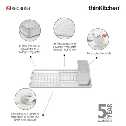 Brabantia Dish Washing Organising Compact Dish Drying Rack Light Grey