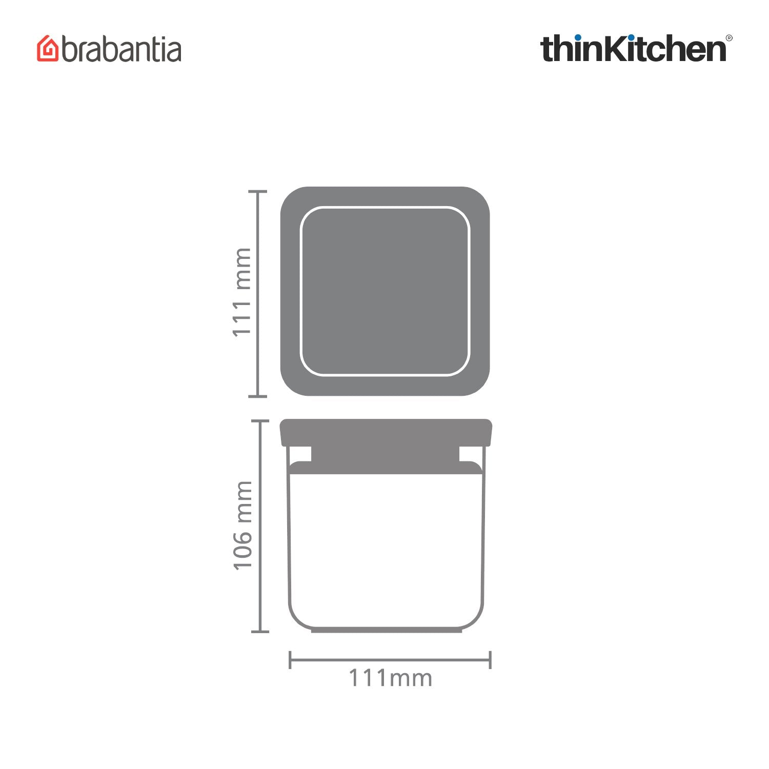 Brabantia Square Food Storage Canister – 0.7 Litre | Stackable Square Food Container with Lid | Airtight Plastic Food Container for Kitchen Storage | Durable, Transparent & Dishwasher Safe – TASTY+ Collection - 5
