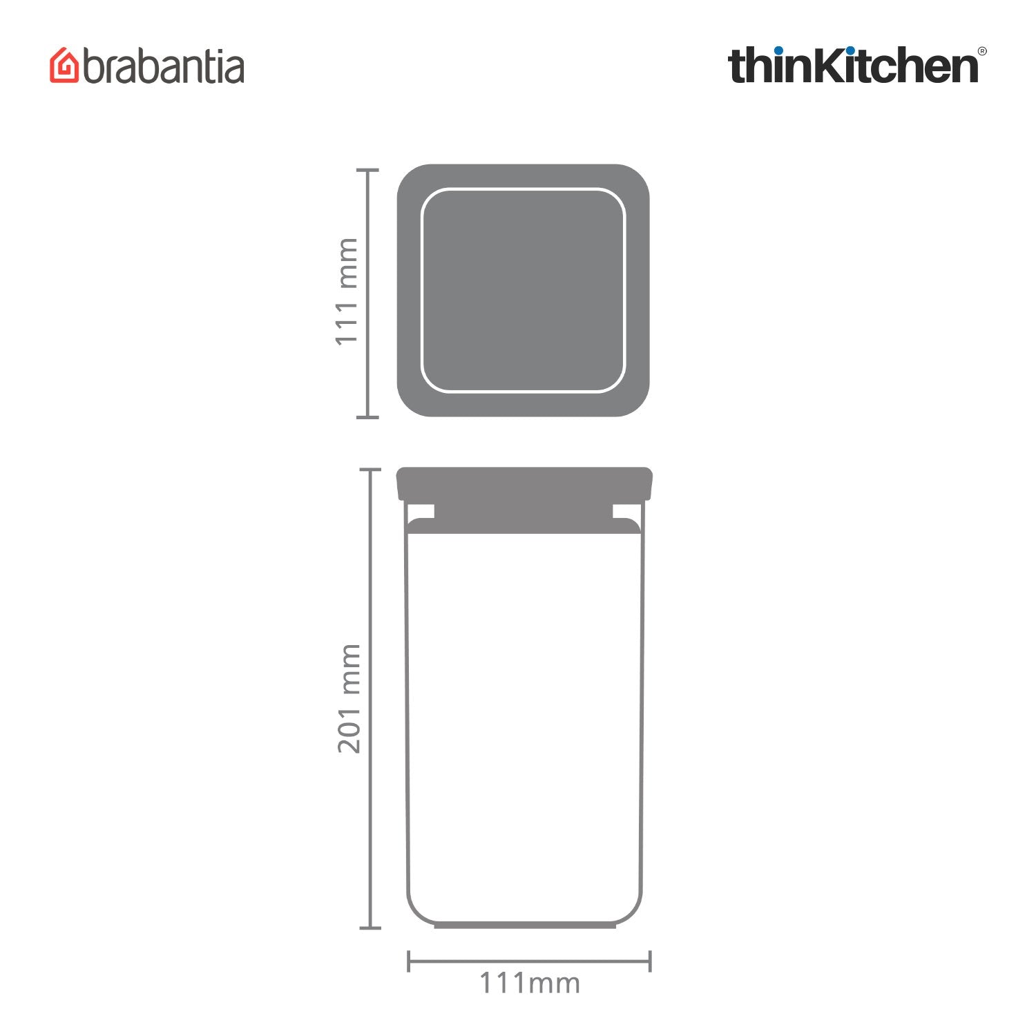 Brabantia Square Food Storage Canister 1.6 Litre | Stackable Kitchen Storage | Transparent - 5
