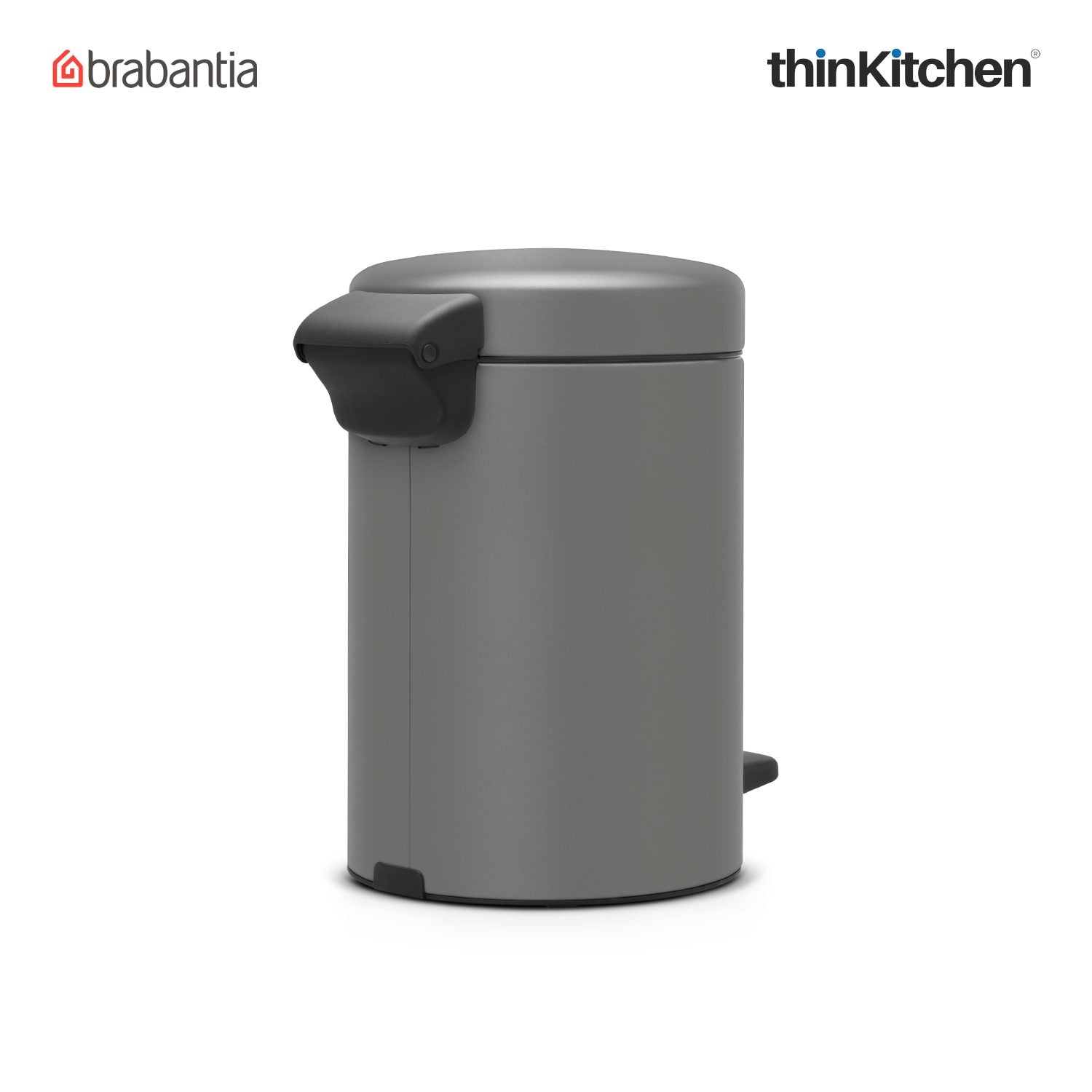 Brabantia, Waste Management, Dustbin, NewIcon Pedal Bin, 3 Litre, Plastic Bucket, Mineral Concrete Grey - 2