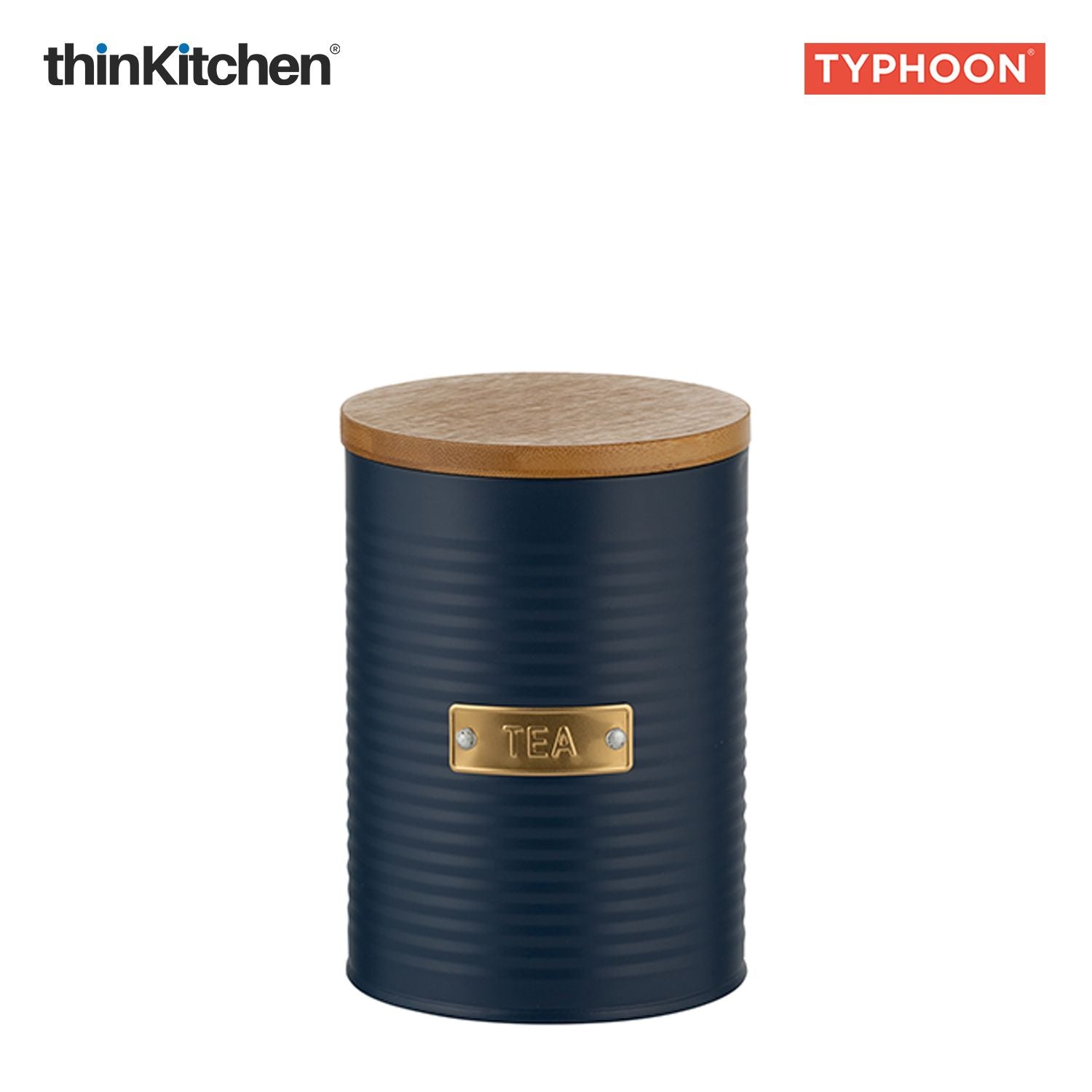 Typhoon Otto Premium Tea Storage Canister  - Navy Blue, 1 Litre|Airtight Metal Jar with Bamboo Lid, Kitchen Countertop Storage Container - 3