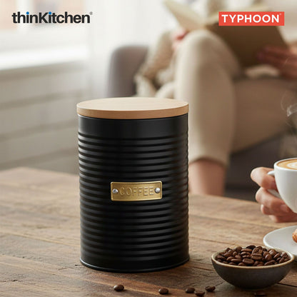 Typhoon Otto Premium Coffee Storage Canister  - Navy Blue, 1 Litre|Airtight Metal Jar with Bamboo Lid, Kitchen Countertop Storage Container