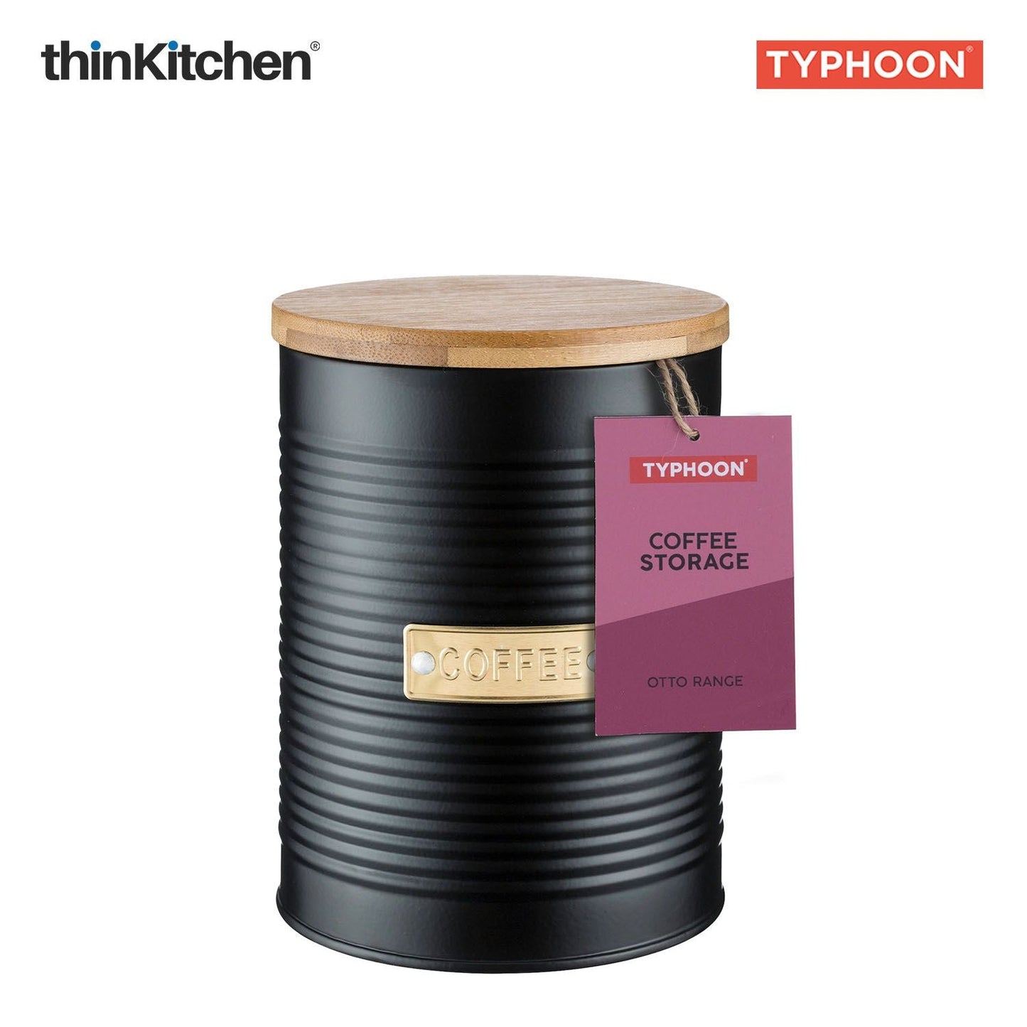 Typhoon Otto Premium Coffee Storage Canister  - Navy Blue, 1 Litre|Airtight Metal Jar with Bamboo Lid, Kitchen Countertop Storage Container