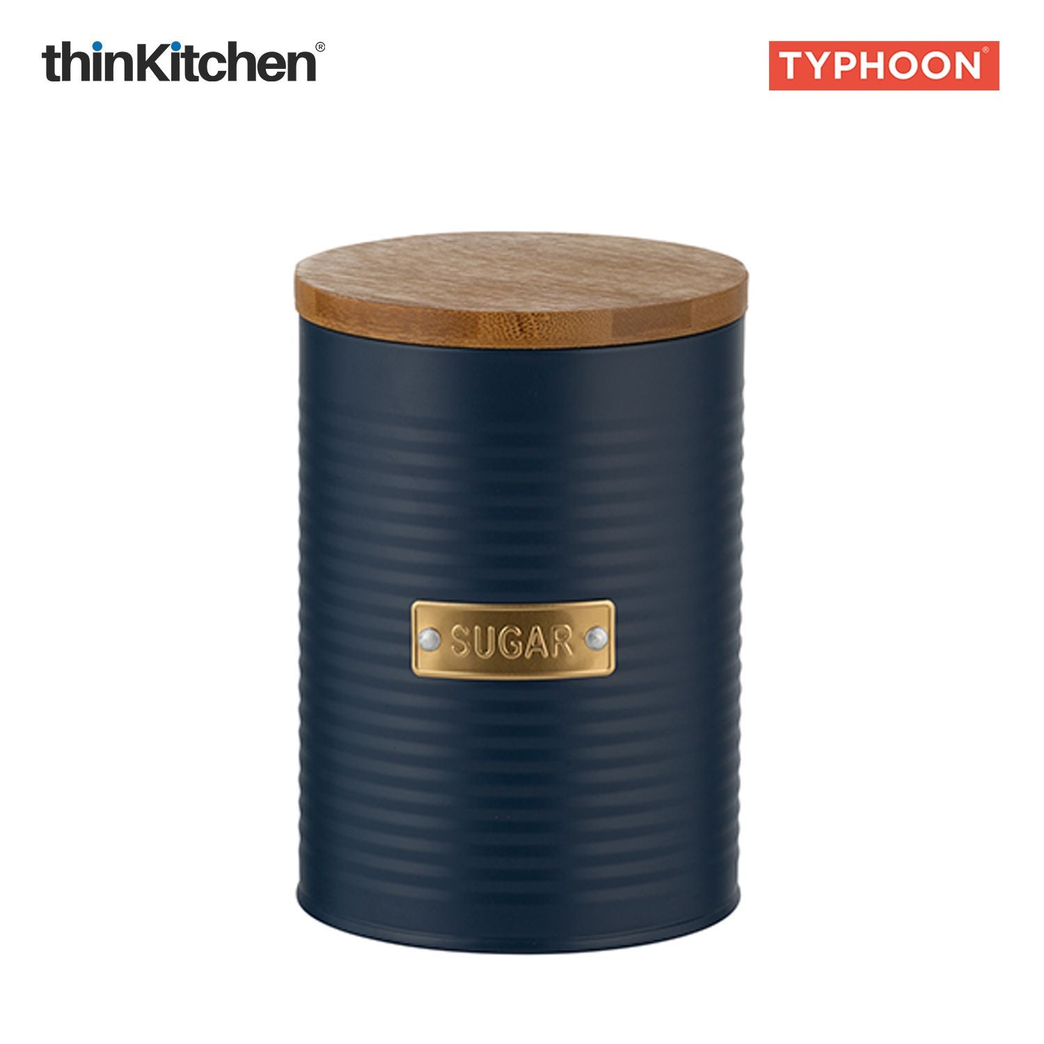 Typhoon Otto Premium Sugar Storage Canister  - Navy Blue, 1 Litre|Airtight Metal Jar with Bamboo Lid, Kitchen Countertop Storage Container - 2
