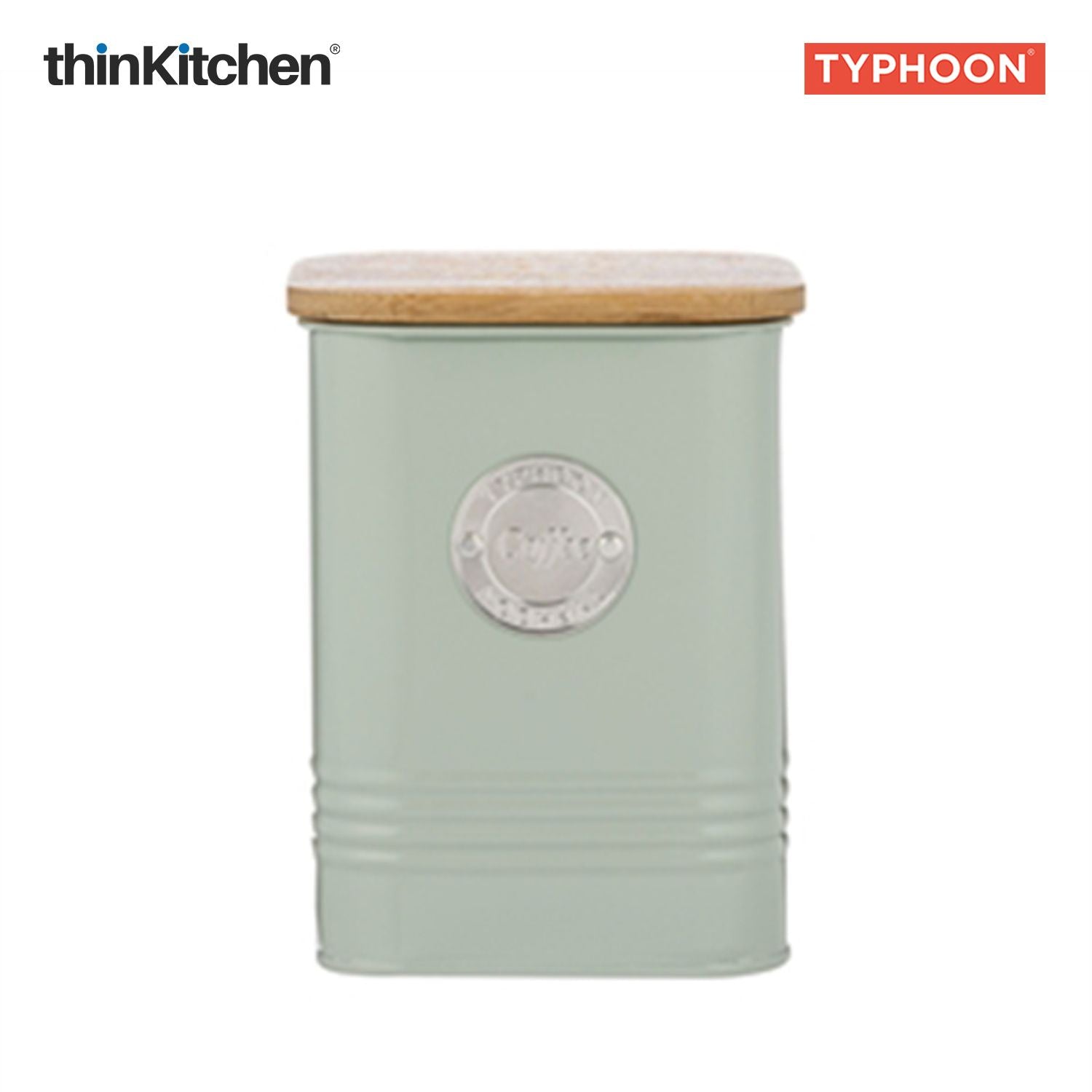 Typhoon Squircle Premium Coffee Storage Canister  - Mint Green, 1.3 Litre|Square Airtight Metal Jar with Bamboo Lid, Kitchen Countertop Storage Container - 4